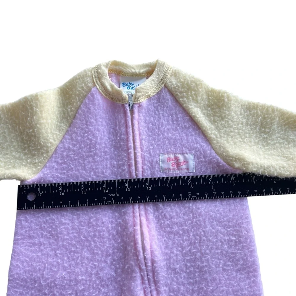 Baby Bgosh by OshKosh 6 Mon. Yellow Pink Fleece Footed Sleeper Front Zip Vintage